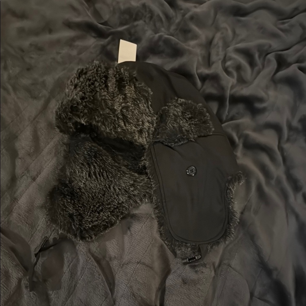 Black Faux Fur Trapper Hat